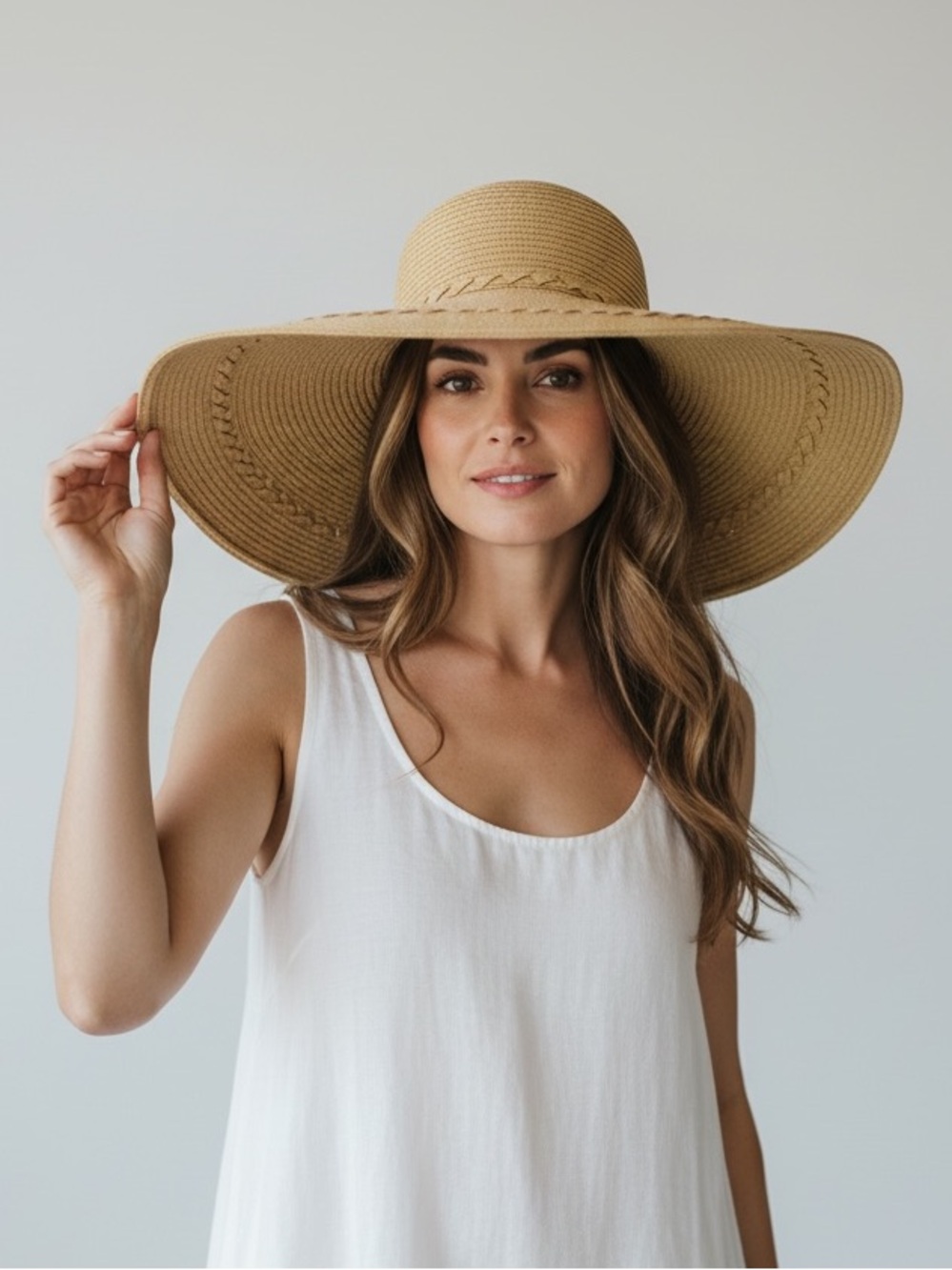 World Market Tan Woven Sun Hat Beach Hat